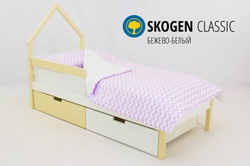 Кровать-домик в детскую мини Skogen бежево-белый в Уфе