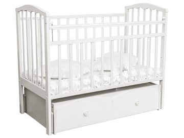 Кроватка в детскую Золушка 7, 60х120, массив березы, цвет белый в Уфе