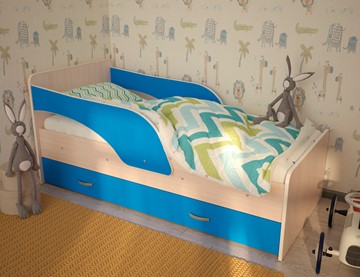 Кровать детская Максимка, корпус Млечный дуб, фасад Синий в Уфе