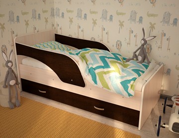 1-спальная детская кровать Максимка, корпус Млечный дуб, фасад Венге в Стерлитамаке