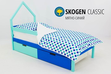 Кровать-домик детская мини Skogen мятно-синий в Уфе