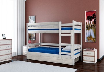 Кровать детская Джуниор двухъярусная с ящиками (Белый Античный) в Стерлитамаке