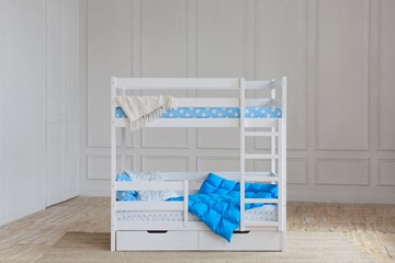Детская 2-этажная кровать без крыши с ящиками, цвет белый в Уфе