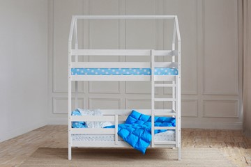 Детская двухъярусная кровать Домик, цвет белый в Стерлитамаке