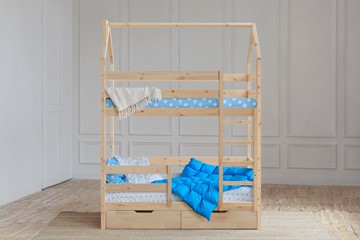 Детская двухъярусная кровать Домик с ящиками, без покраски в Уфе