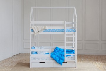 Двухэтажная детская кровать Домик с ящиками, цвет белый в Стерлитамаке