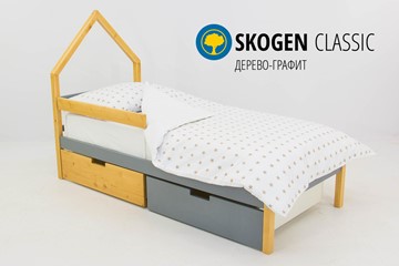 Кровать-домик в детскую мини Skogen дерево-графит в Уфе