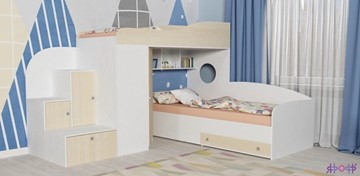 Детская кровать-шкаф Кадет-2, корпус Белое дерево, фасад Дуб в Стерлитамаке
