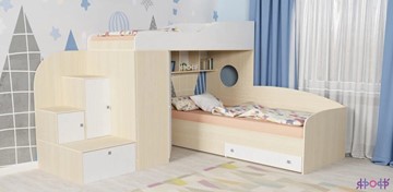 Детская кровать-шкаф Кадет-2, корпус Дуб, фасад Белое дерево в Уфе