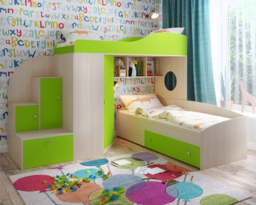 Детская кровать-шкаф Кадет-2, корпус Дуб, фасад Лайм в Уфе