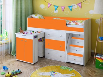 Детская кровать-шкаф Малыш 1600, корпус Винтерберг, фасад Оранжевый в Нефтекамске