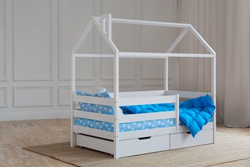 Детская кровать для мальчика Домик с ящиками, цвет белый в Салавате