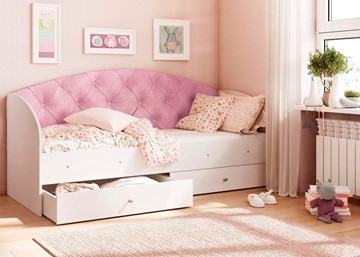 Односпальная детская кровать Эльза без бортика, Розовый (щиты) в Стерлитамаке