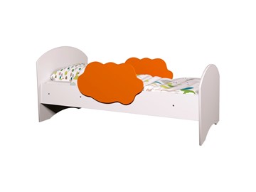 Односпальная детская кровать Тучка, корпус Белый, фасад Оранжевый в Стерлитамаке
