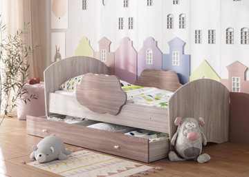 1-спальная детская кровать Тучка с ящиком, корпус Ясень Шимо светлый, фасад Ясень Шимо темный в Стерлитамаке
