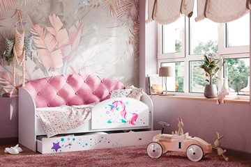 Детская кровать Звездочка с бортиком, Розовый в Уфе