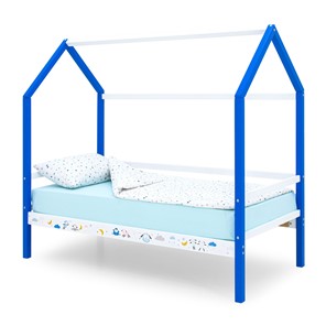 Кровать-домик детская Svogen сине-белый/барашки в Стерлитамаке
