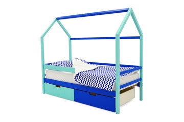 Кровать-домик Svogen синий-мятный в Стерлитамаке