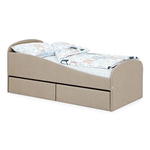 1-спальная детская кровать с ящиками Letmo 190х80 песочный (рогожка) в Стерлитамаке