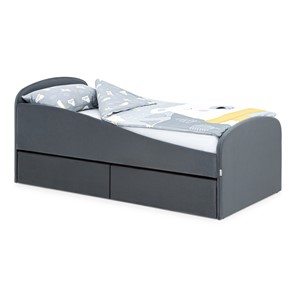 Односпальная детская кровать с ящиками Letmo 190х80 графит (велюр) в Стерлитамаке