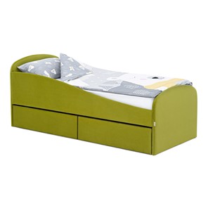 Односпальная детская кровать с ящиками Letmo 190х80 оливковый (велюр) в Стерлитамаке