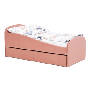 Односпальная детская кровать с ящиками Letmo 190х80 пудровый (велюр) в Стерлитамаке