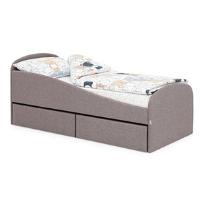 Кровать в детскую с ящиками Letmo 190х80 серо-коричневый (рогожка) в Уфе