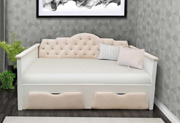 Кровать софа в детскую Версаль Фея 800х1600, ЛДСП белый/ткань велюр в Стерлитамаке