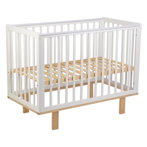 Кровать для новорожденных серия 3400 POLINI Kids Simple 340 Белый / Натуральный в Стерлитамаке