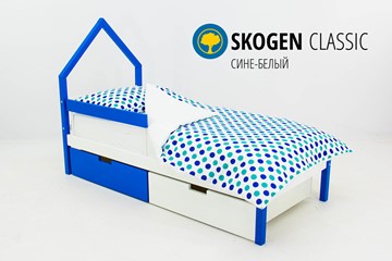 Детская кровать-домик мини Skogen сине-белый в Салавате