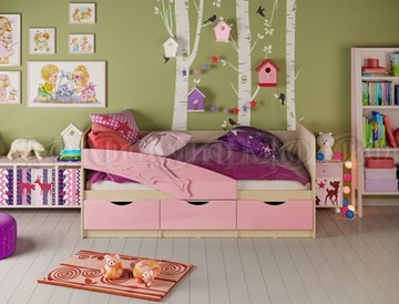 Детская кровать Дельфин, Розовый глянец 80х200 в Стерлитамаке