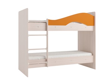 Двухэтажная детская кровать Мая на щитах, корпус Млечный дуб, фасад Оранжевый в Уфе