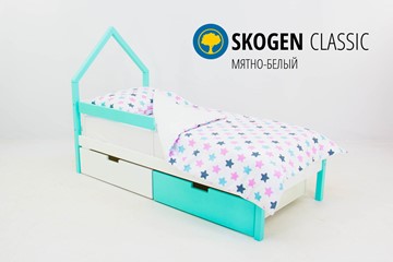 Кровать-домик в детскую мини Skogen белый-мятный в Уфе