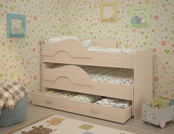 Двухэтажная детская кровать Радуга 1.6 с ящиком, цвет Млечный дуб в Нефтекамске