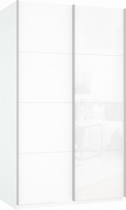 Шкаф 2-дверный Прайм (ДСП/Белое стекло) 1600x570x2300, белый снег в Салавате