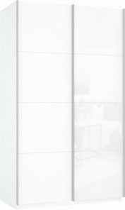 Шкаф Прайм (ДСП/Белое стекло) 1200x570x2300, белый снег в Уфе