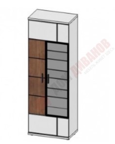 Шкаф витрина со стеклом левая Корано, Бм.Кор-01, белый экспо/ольха текстурная в Стерлитамаке