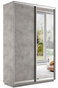 Шкаф 2-х дверный Экспресс (ДСП/Зеркало) 1400х600х2200, бетон в Уфе
