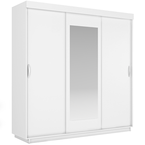 Шкаф 3-х дверный Лайт (2 ДСП/Зеркало) 1800х595х2120, Белый Снег в Уфе