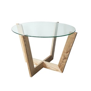 Стеклянный столик Оникс-10, Натуральный массив/Прозрачное стекло в Уфе