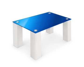 Стеклянный столик в зал Колизей-8, белый/синее стекло в Стерлитамаке