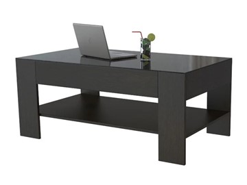 Журнальный столик Мебелик BeautyStyle-26 (венге-стекло черное) в Уфе