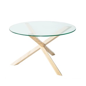 Стеклянный столик в зал Оникс-3, Натуральный массив/Прозрачное стекло в Салавате