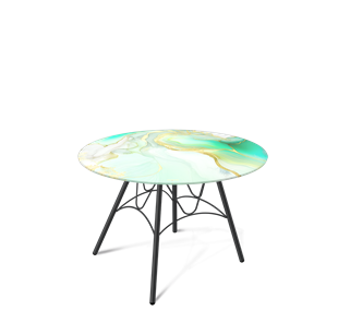 Круглый столик SHT-S100 / SHT-TT32 60 стекло/МДФ (лазурно голубой/черный муар) в Стерлитамаке