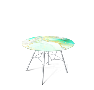 Круглый столик SHT-S100 / SHT-TT32 60 стекло/МДФ (лазурно голубой/хром лак) в Стерлитамаке