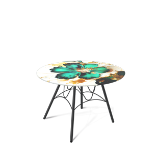 Круглый стол SHT-S100 / SHT-TT32 60 стекло/МДФ (малахитово зеленый/черный муар) в Стерлитамаке