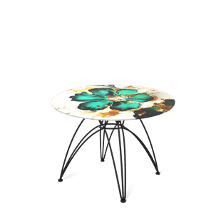 Круглый столик SHT-S112 / SHT-TT32 60 стекло/МДФ (малахитово зеленый/черный муар) в Стерлитамаке