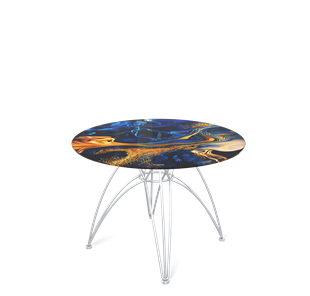 Круглый столик SHT-S112 / SHT-TT32 60 стекло/МДФ (синий сапфир/хром лак) в Стерлитамаке