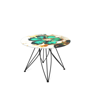 Круглый столик SHT-S113 / SHT-TT32 60 стекло/МДФ (малахитово зеленый/черный муар) в Стерлитамаке