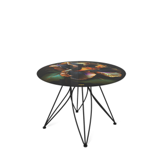 Круглый столик SHT-S113 / SHT-TT32 60 стекло/МДФ (ночной цветок/черный муар) в Уфе